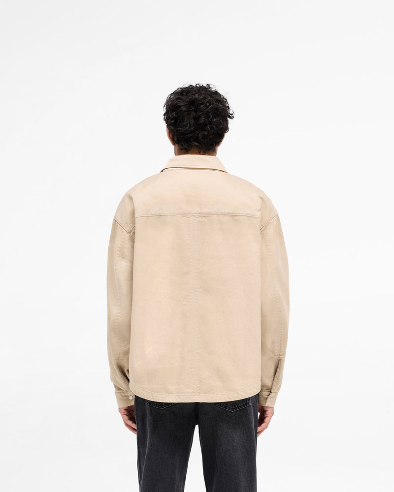 Cotton Zip Through Shirt - Beige