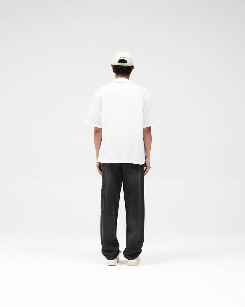 Embroidered Bowling Shirt - Antique White