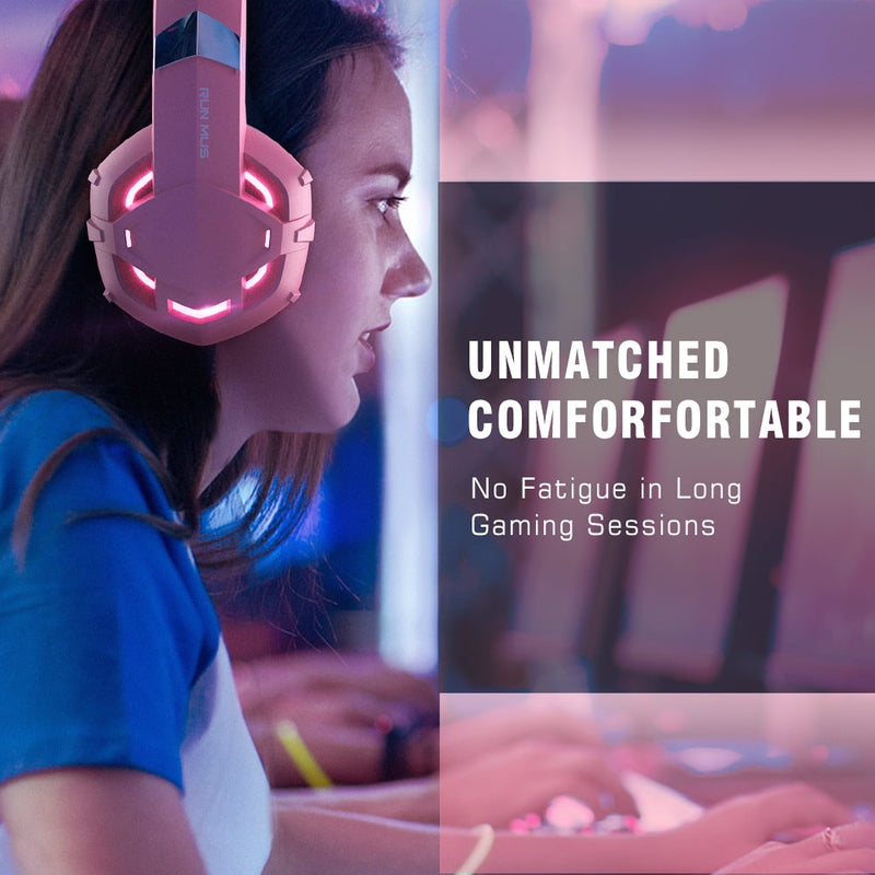 RUNMUS Gaming Headset with Noise Canceling Mic & LED Light, Xbox Headset with Bass Surround Sound, Compatible with PS4 PS5 Xbox One PC MAC Laptop