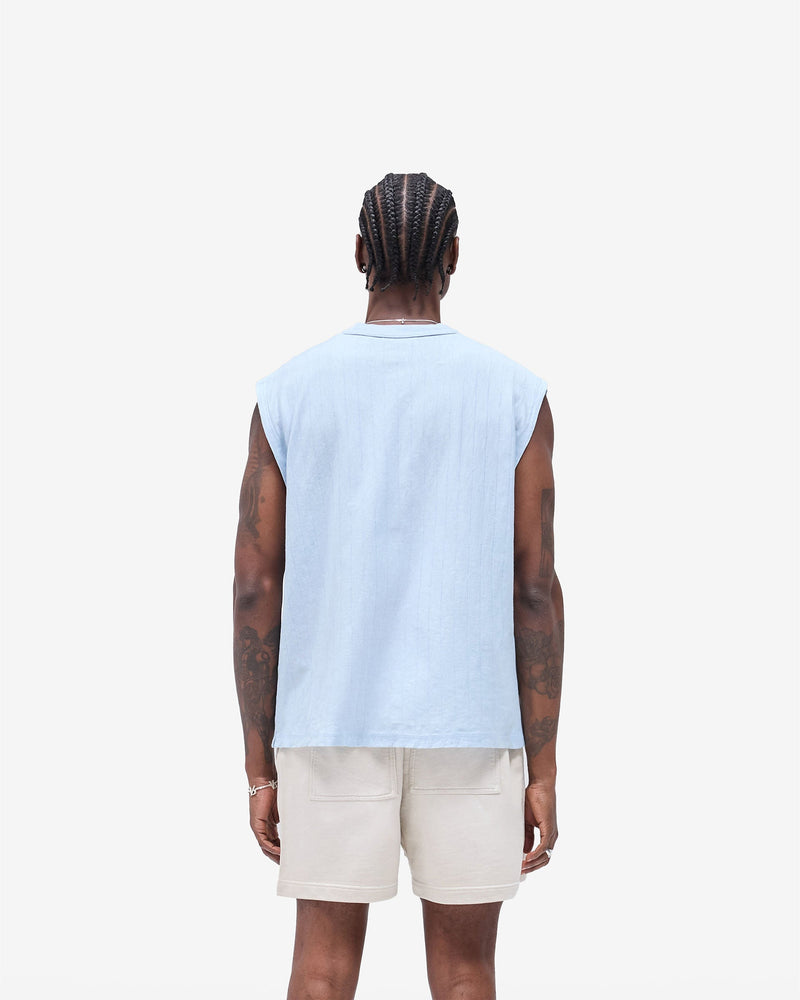 Slub Script Tank - Ice Blue