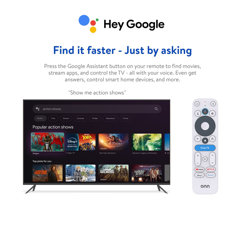 onn 4K Plus Streaming Device, Google TV - Ultra-fast Streaming, Stunning 4K UHD, 16GB Storage, 2GB RAM, Dolby Vision & Atmos, Remote with Voice Control