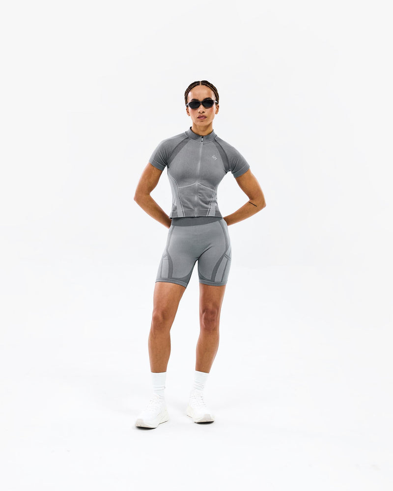247 Hydro Seamless Zip Front T-Shirt - Ice Grey