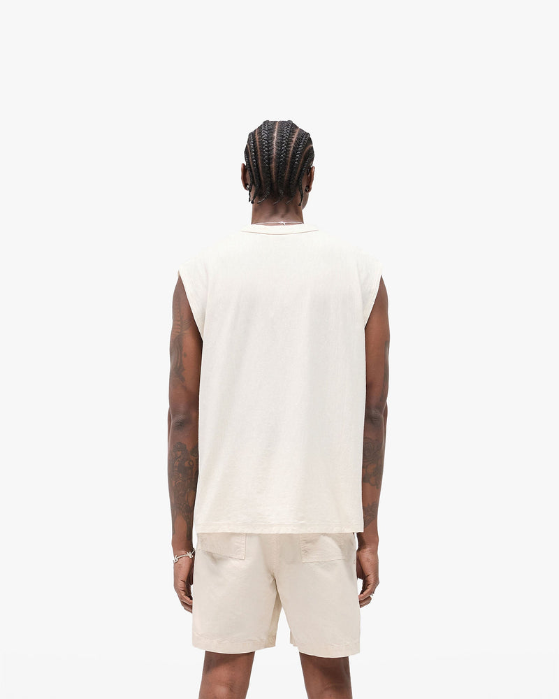 Slub Script Tank - Aged White