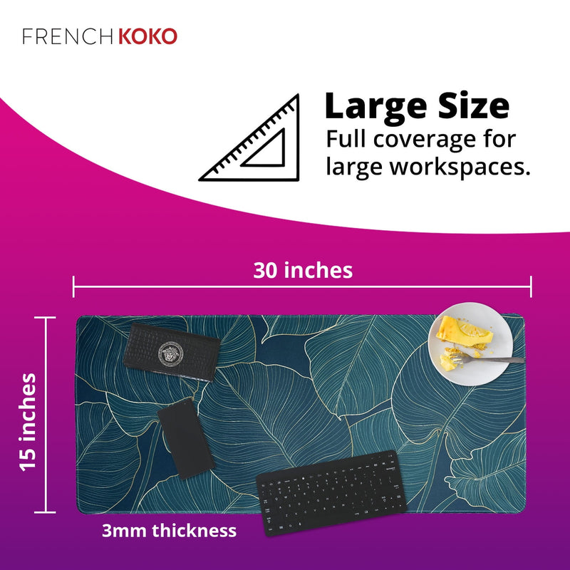 French Koko Large Mouse Pad Long Desk Mat Keyboard Pad Protector Pretty Extended Cute Mousepad Big Office Essentials Women Girls XL 30" x 15"