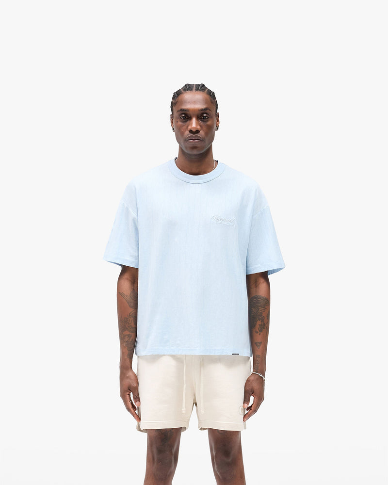 Slub Script T-Shirt - Ice Blue