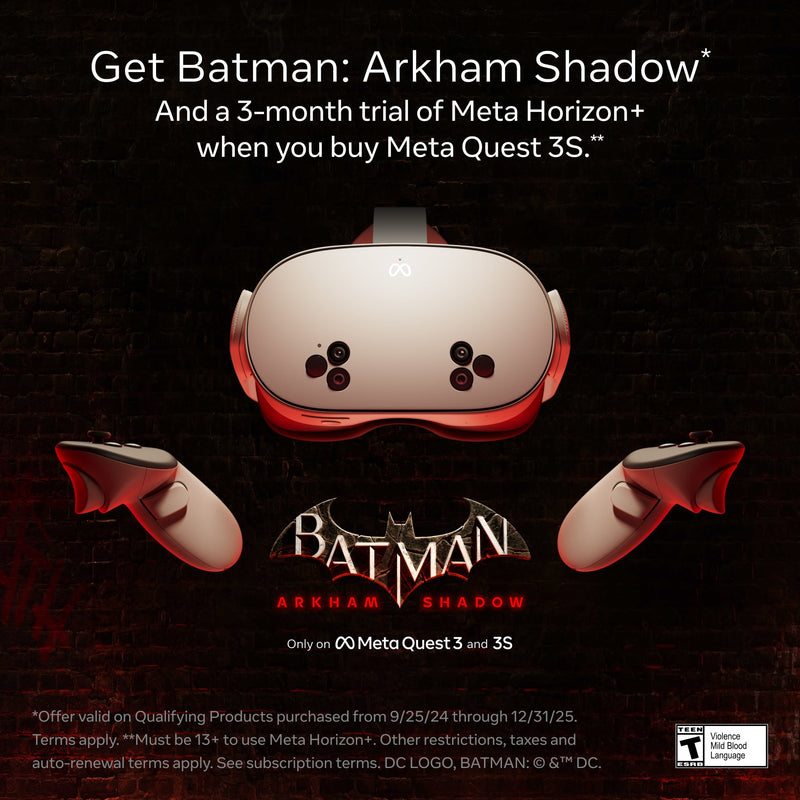 Meta Quest 3S 128GB – Get Batman: Arkham Shadow and a 3-Month Trial of Meta Horizon+ Included – All-In-One Headset