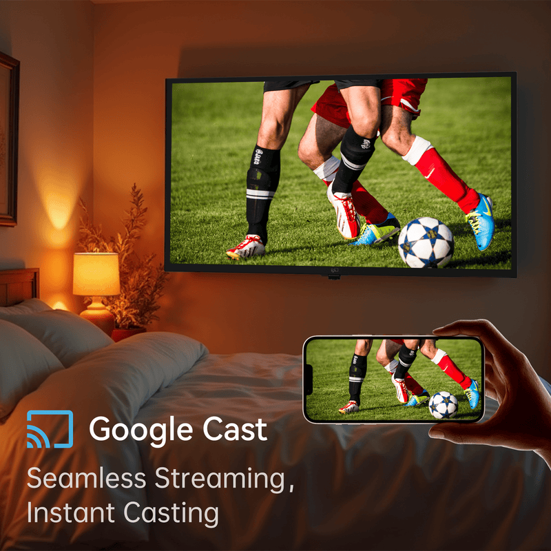 FPD 2025 32 Inch Android Smart TV - HD LED Flat Screen with Google Play, Built-in Chromecast, Voice Remote & WiFi/Bluetooth | Crystal Clear Streaming for Living Room