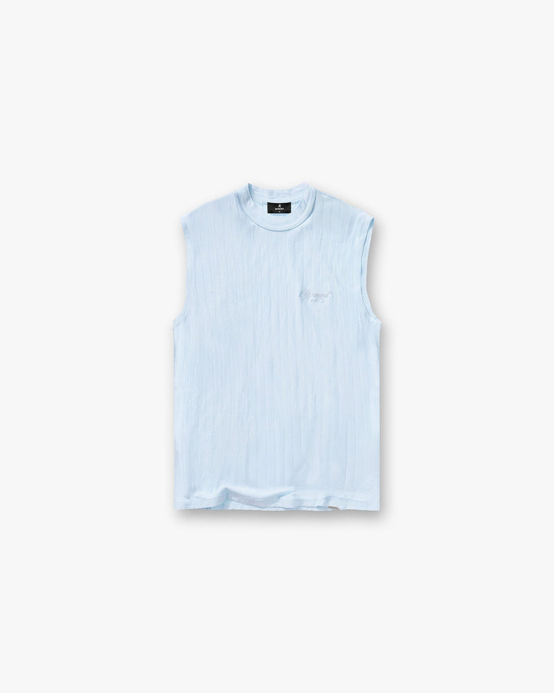 Slub Script Tank - Ice Blue