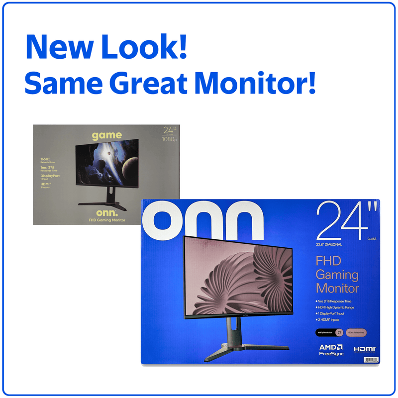 onn 24" FHD (1920 x 1080p) 180hz 1ms FreeSync Gaming Monitor with HDMI and DP Cables, Black