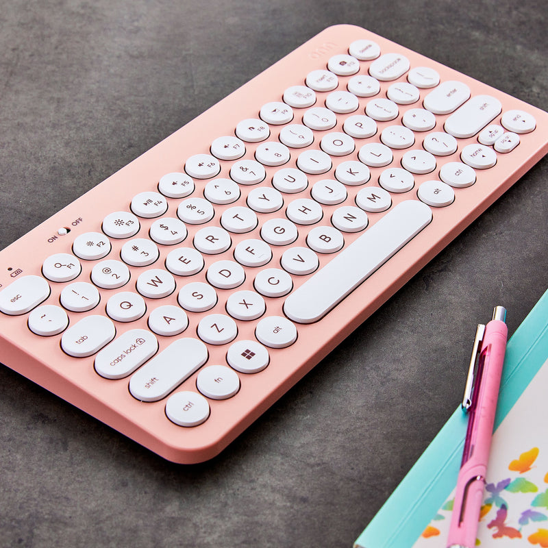 onn Mini Wireless Office Keyboard with USB Receiver, Pearl Blush Pink