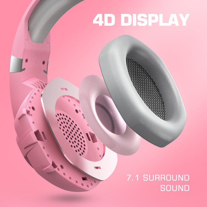 RUNMUS Gaming Headset with Noise Canceling Mic & LED Light, Xbox Headset with Bass Surround Sound, Compatible with PS4 PS5 Xbox One PC MAC Laptop