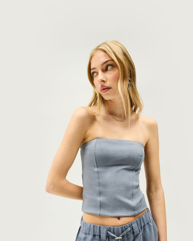 Elevate Strapless Top - Steel Blue