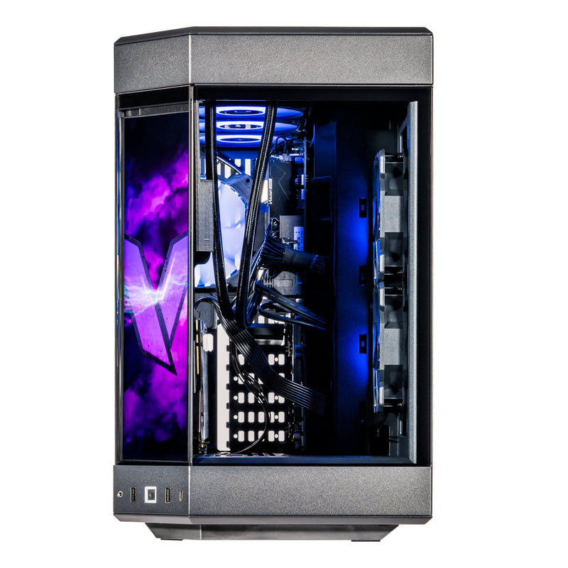 Velztorm LCD Black Praetix Custom Built Gaming Desktop PC (Intel i9-14900K, GeForce RTX 5080, 64GB DDR5, 2TB PCIe SSD + 6TB HDD, RGB Fans, 360mm AIO, 1000W PSU, WiFi 6E, Bluetooth 5.2, Win 11 Home)