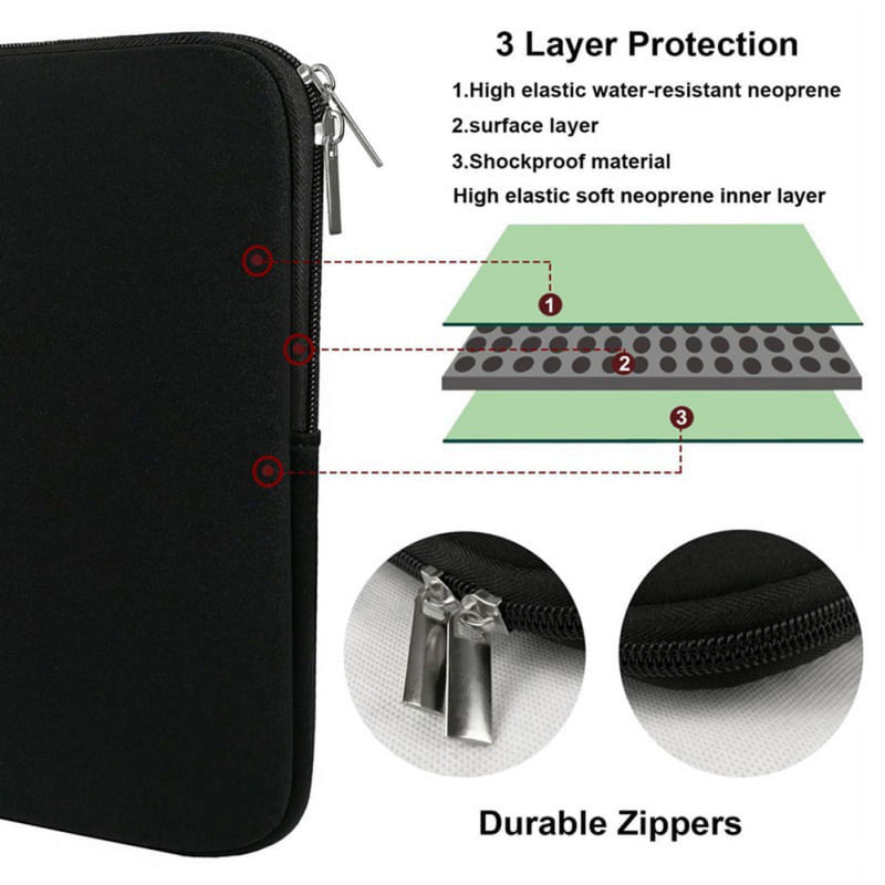 Laptop Sleeve 11"-15.6", Durable Shockproof Protective Laptop Case Cover Flip Briefcase Carrying Bag Case, Laptop Sleeve Computer Bag Sleeve for Laptop Notebook, Black, 11"