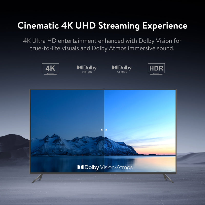 onn 4K Plus Streaming Device, Google TV - Ultra-fast Streaming, Stunning 4K UHD, 16GB Storage, 2GB RAM, Dolby Vision & Atmos, Remote with Voice Control