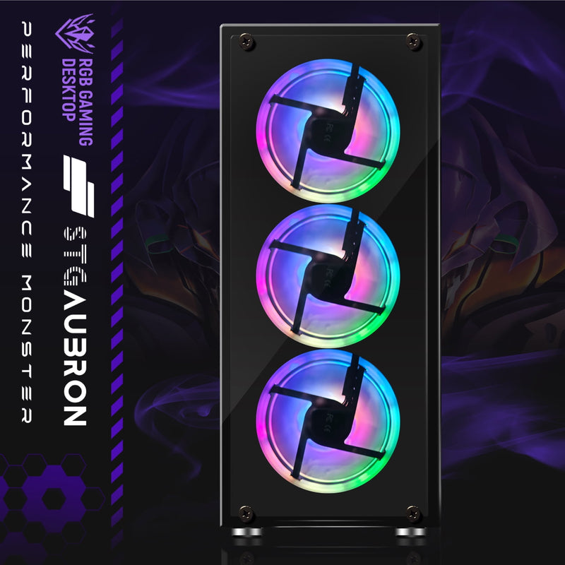 STGAubron Gaming Desktop PC, Intel Core i7 CPU, RTX 3050 6G, 16G RAM, 1T SSD, WiFi 6, BT 5.3, RGB Fan x4, Win 11 Home