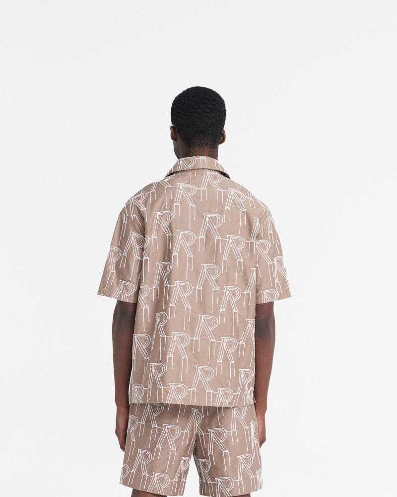 Embroidered Initial Overshirt - Washed Taupe