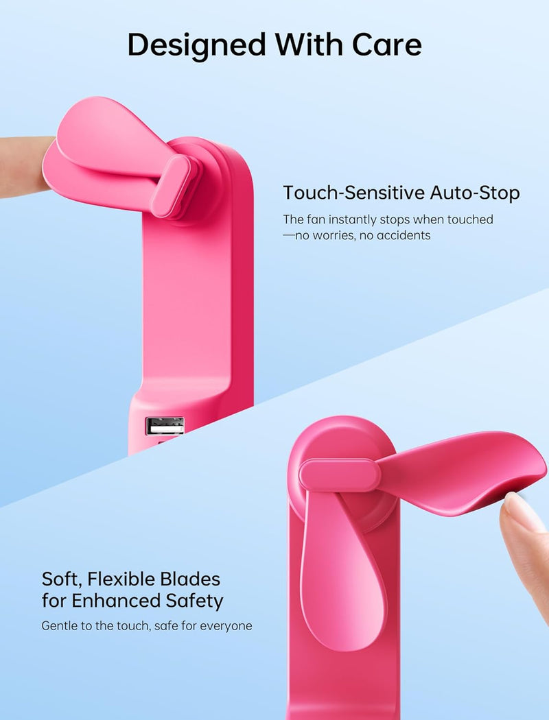 JISULIFE Handheld Mini Fan, 3 IN 1 USB Rechargeable Portable Fan [12-19 Working Hours] with Power Bank, Flashlight, Pocket Design for Travel/Summer/Concerts/Lash, Gifts for Women (Pink)