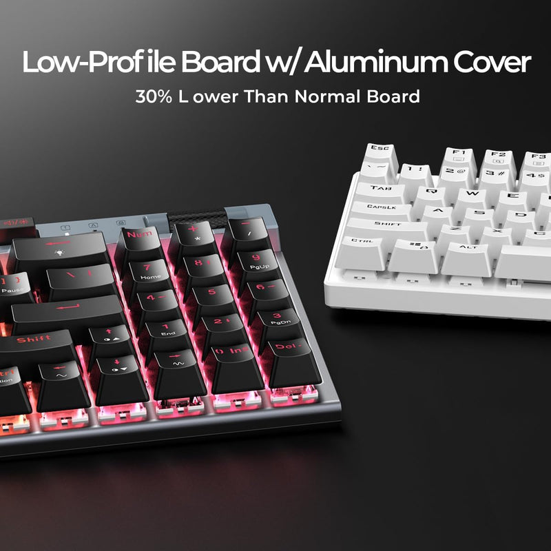 RisoPhy Mechanical Gaming Keyboard, RGB 104 Keys Ultra-Slim LED Backlit USB Wired Keyboard with Blue Switch, Durable Abs Keycaps/Anti-Ghosting/Spill-Resistant Computer Keyboard for PC Mac Xbox Gamer