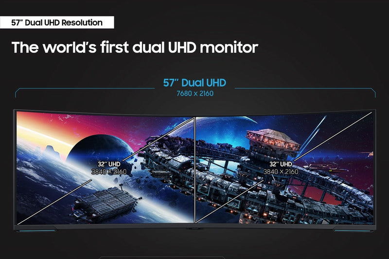 SAMSUNG 57" Odyssey Neo G9 Dual 4K UHD Quantum Mini-LED 240Hz 1ms HDR 1000 Curved Gaming Monitor