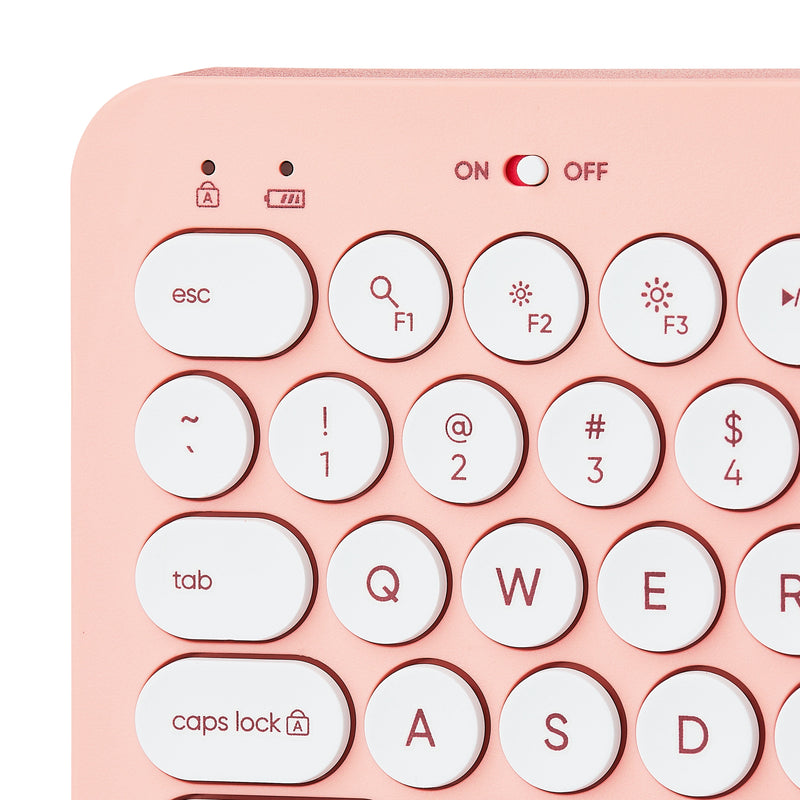 onn Mini Wireless Office Keyboard with USB Receiver, Pearl Blush Pink