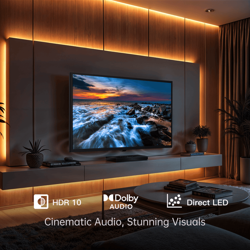 FPD 2025 32 Inch Android Smart TV - HD LED Flat Screen with Google Play, Built-in Chromecast, Voice Remote & WiFi/Bluetooth | Crystal Clear Streaming for Living Room
