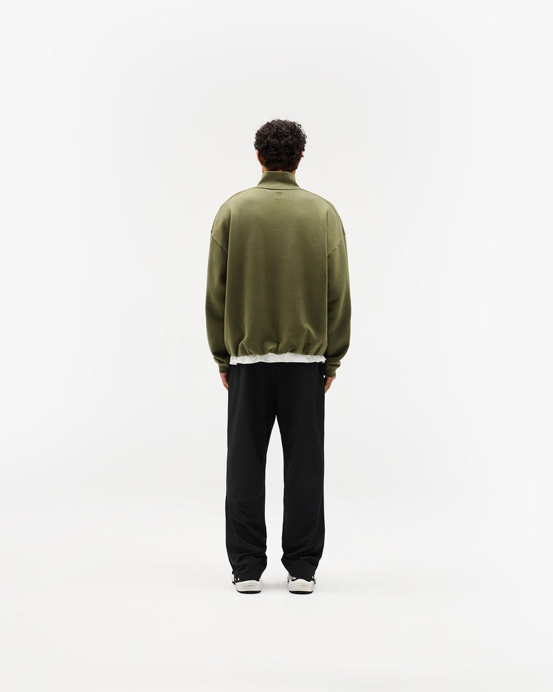 Initial Funnel Neck Quarter Zip Sweatshirt - Army Green