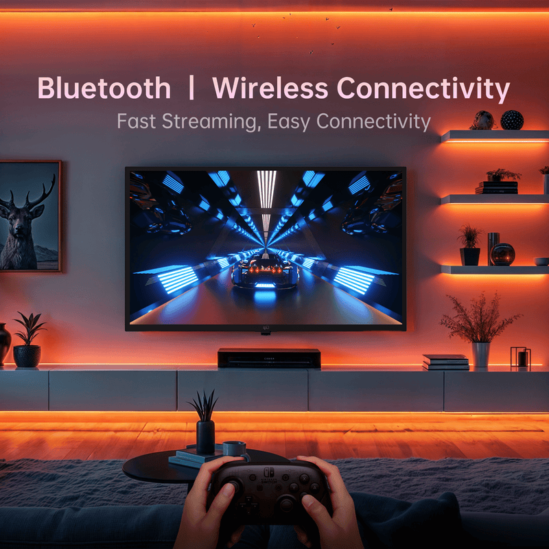 FPD 2025 32 Inch Android Smart TV - HD LED Flat Screen with Google Play, Built-in Chromecast, Voice Remote & WiFi/Bluetooth | Crystal Clear Streaming for Living Room