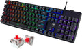 RisoPhy Mechanical Gaming Keyboard, RGB 104 Keys Ultra-Slim LED Backlit USB Wired Keyboard with Blue Switch, Durable Abs Keycaps/Anti-Ghosting/Spill-Resistant Computer Keyboard for PC Mac Xbox Gamer
