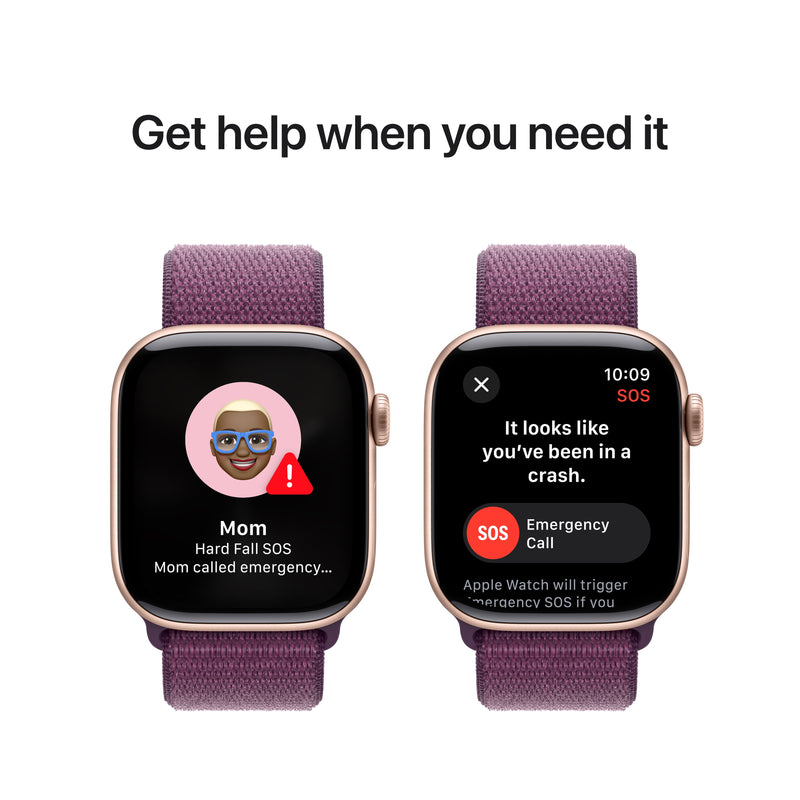 Apple Watch Series 10 GPS + Cellular 42mm Rose Gold Aluminum Case with Plum Sport Loop