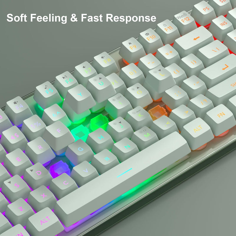 Gaming Keyboard and Mouse Combo, K1 RGB LED Backlit Keyboard with 104 Key for PC/Laptop(White)