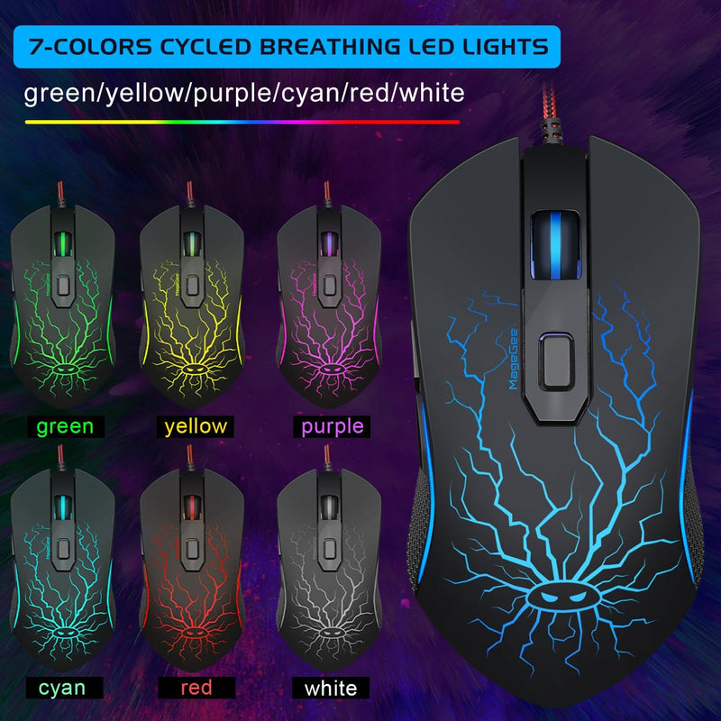 Gaming Keyboard and Mouse Combo, K1 RGB LED Backlit Keyboard with 104 Key for PC/Laptop(White)