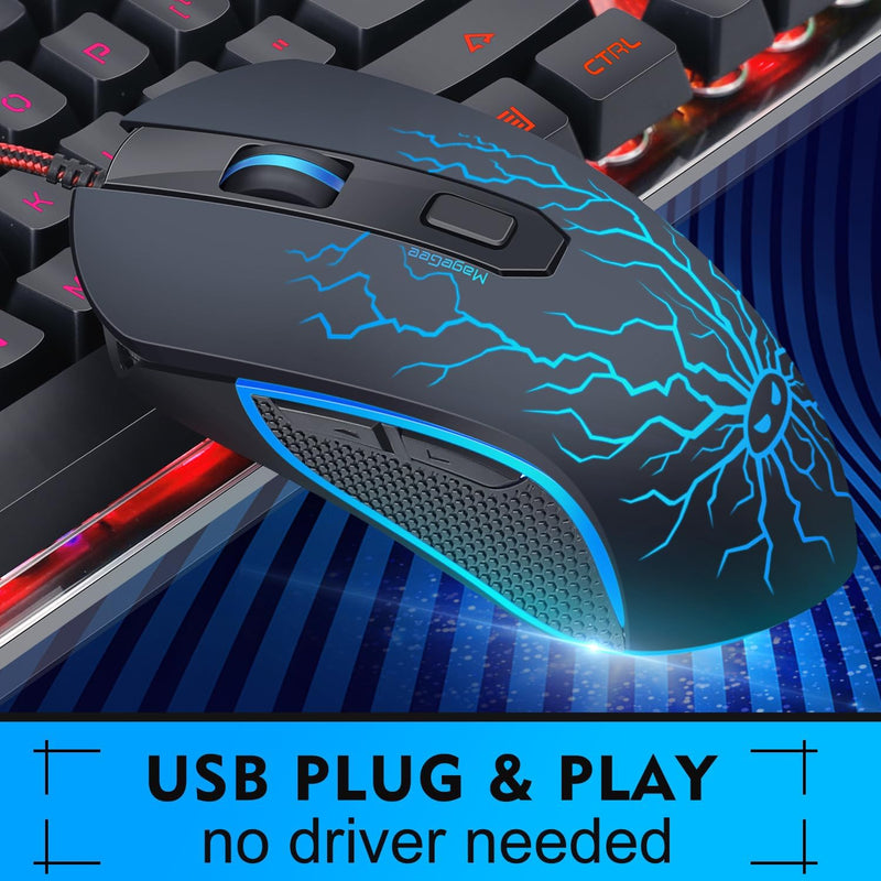 Gaming Keyboard and Mouse Combo, K1 RGB LED Backlit Keyboard with 104 Key for PC/Laptop(White)