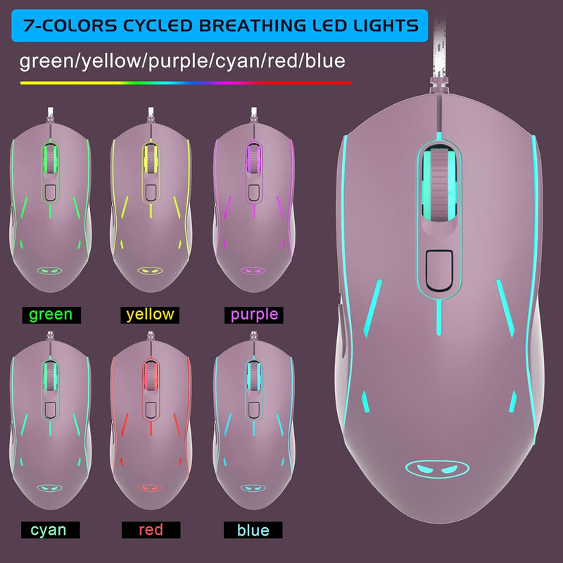 Gaming Keyboard and Mouse Combo, K1 RGB LED Backlit Keyboard with 104 Key for PC/Laptop(White)