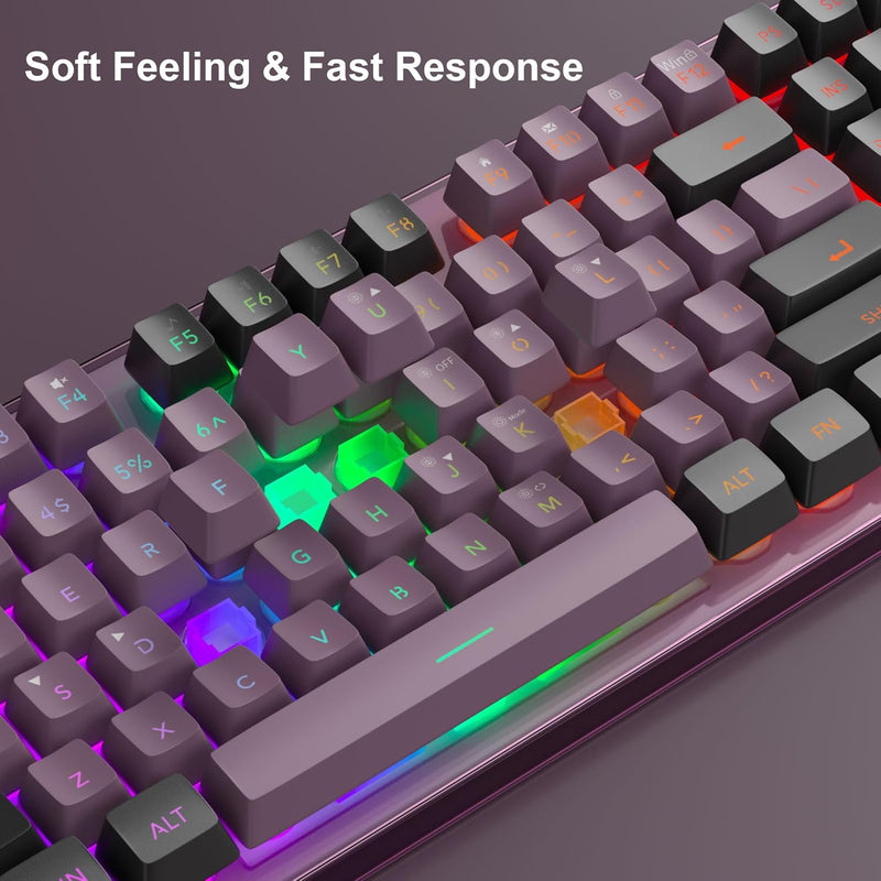 Gaming Keyboard and Mouse Combo, K1 RGB LED Backlit Keyboard with 104 Key for PC/Laptop(White)