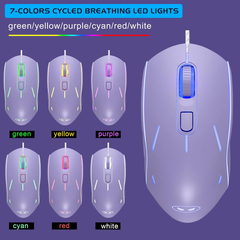 Gaming Keyboard and Mouse Combo, K1 RGB LED Backlit Keyboard with 104 Key for PC/Laptop(White)