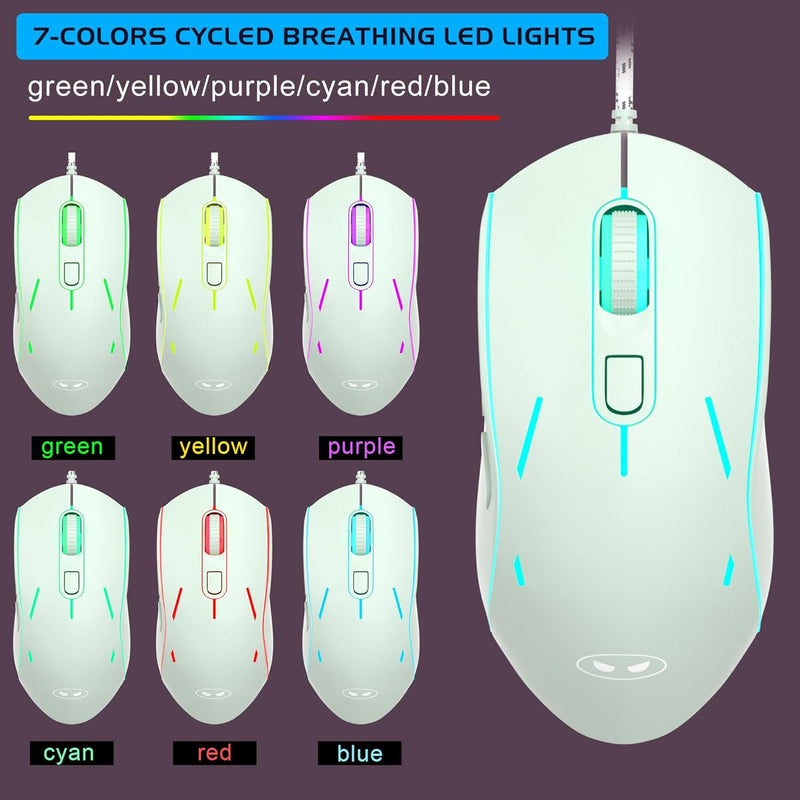 Gaming Keyboard and Mouse Combo, K1 RGB LED Backlit Keyboard with 104 Key for PC/Laptop(White)