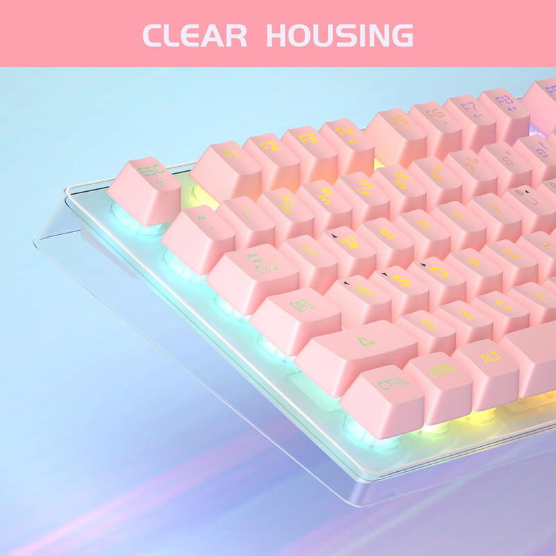Gaming Keyboard and Mouse Combo, K1 RGB LED Backlit Keyboard with 104 Key for PC/Laptop(White)