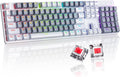 RisoPhy Mechanical Gaming Keyboard, RGB 104 Keys Ultra-Slim LED Backlit USB Wired Keyboard with Blue Switch, Durable Abs Keycaps/Anti-Ghosting/Spill-Resistant Computer Keyboard for PC Mac Xbox Gamer