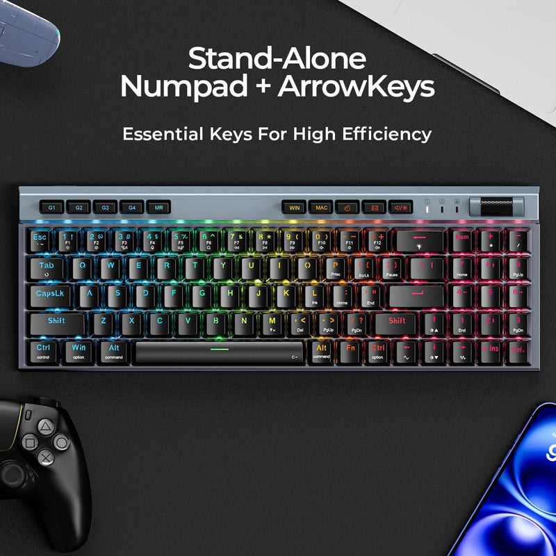RisoPhy Mechanical Gaming Keyboard, RGB 104 Keys Ultra-Slim LED Backlit USB Wired Keyboard with Blue Switch, Durable Abs Keycaps/Anti-Ghosting/Spill-Resistant Computer Keyboard for PC Mac Xbox Gamer