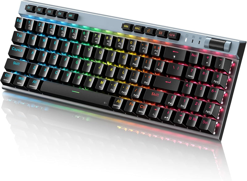 RisoPhy Mechanical Gaming Keyboard, RGB 104 Keys Ultra-Slim LED Backlit USB Wired Keyboard with Blue Switch, Durable Abs Keycaps/Anti-Ghosting/Spill-Resistant Computer Keyboard for PC Mac Xbox Gamer