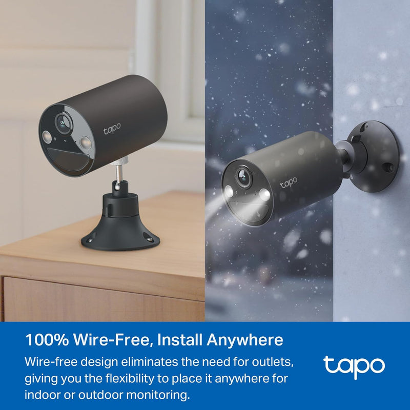 TP-Link 𝗧𝗮𝗽𝗼 SolarCam C402 Kit, Outdoor Battery Camera w/Solar Panel Base, Wireless, 1080P, Free Person/Vehicle Detection, SD/Cloud Storage, Color Night Vision, No Hub Needed, Works w/Alexa