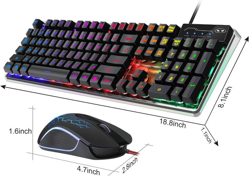 Gaming Keyboard and Mouse Combo, K1 RGB LED Backlit Keyboard with 104 Key for PC/Laptop(White)
