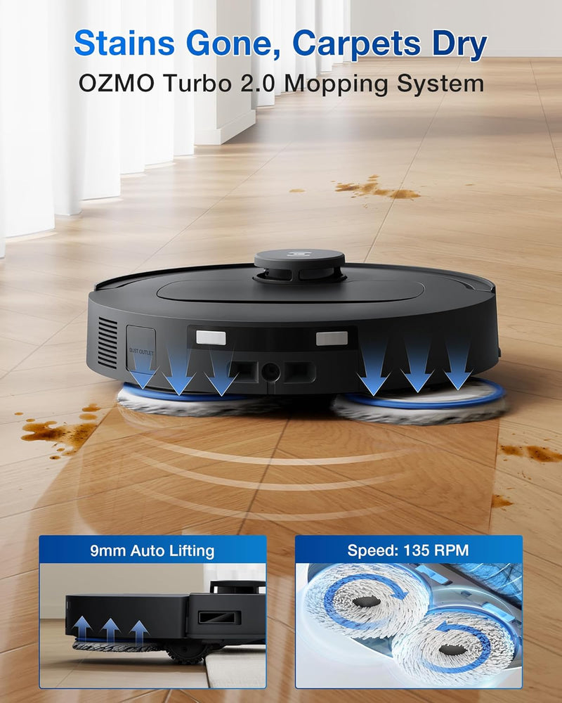 ECOVACS DEEBOT T80 Omni Robot Vacuum and Mop, 18,000Pa Suction, OZMO™ Roller Real-Time Mop Washing, Self-Emptying, Hot Air Drying, AI Navigation, Anti-Tangle Brush, for Pets, Carpets & Hard Floors