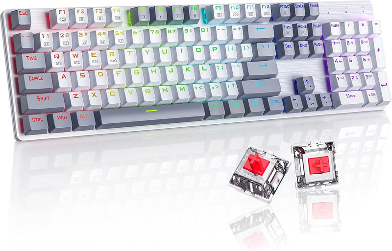 RisoPhy Mechanical Gaming Keyboard, RGB 104 Keys Ultra-Slim LED Backlit USB Wired Keyboard with Blue Switch, Durable Abs Keycaps/Anti-Ghosting/Spill-Resistant Computer Keyboard for PC Mac Xbox Gamer