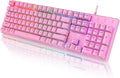 RisoPhy Mechanical Gaming Keyboard, RGB 104 Keys Ultra-Slim LED Backlit USB Wired Keyboard with Blue Switch, Durable Abs Keycaps/Anti-Ghosting/Spill-Resistant Computer Keyboard for PC Mac Xbox Gamer