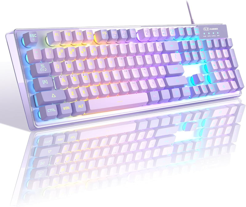 Gaming Keyboard and Mouse Combo, K1 RGB LED Backlit Keyboard with 104 Key for PC/Laptop(White)