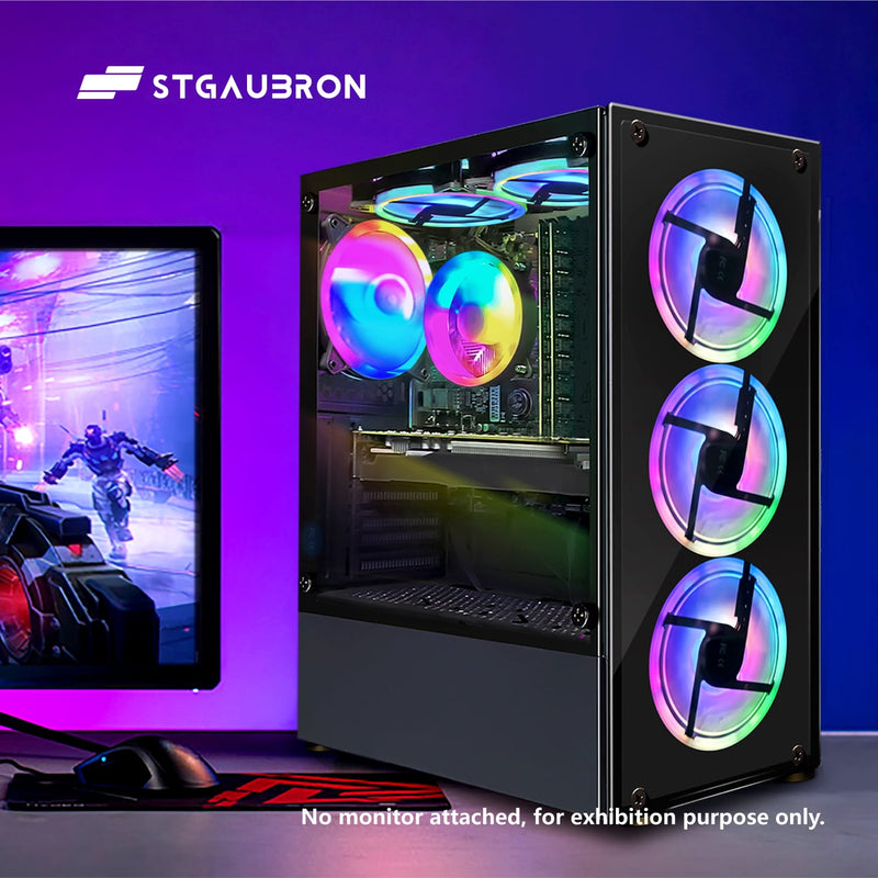 STGAubron Gaming Desktop PC, Intel Core i7 CPU, RTX 3050 6G, 16G RAM, 1T SSD, WiFi 6, BT 5.3, RGB Fan x4, Win 11 Home