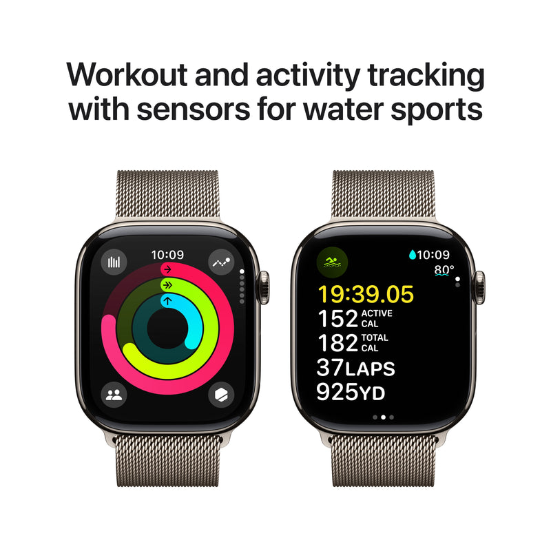 Apple Watch Series 10 GPS + Cellular 42mm Natural Titanium Case with Natural Milanese Loop
