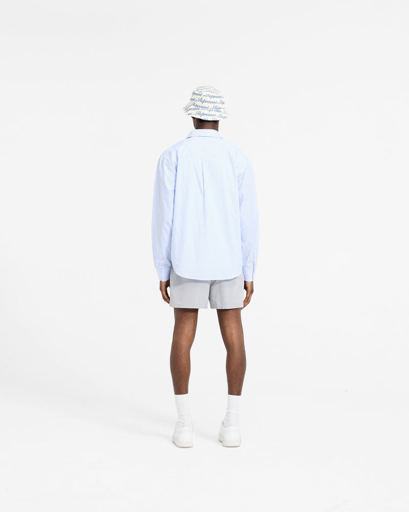 Long Sleeve Pinstripe Shirt - Baby Blue